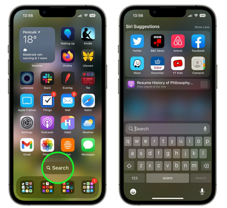 稻城苹果手机维修分享升级到 iOS 16 后，如何删除主屏幕上的搜索按钮 